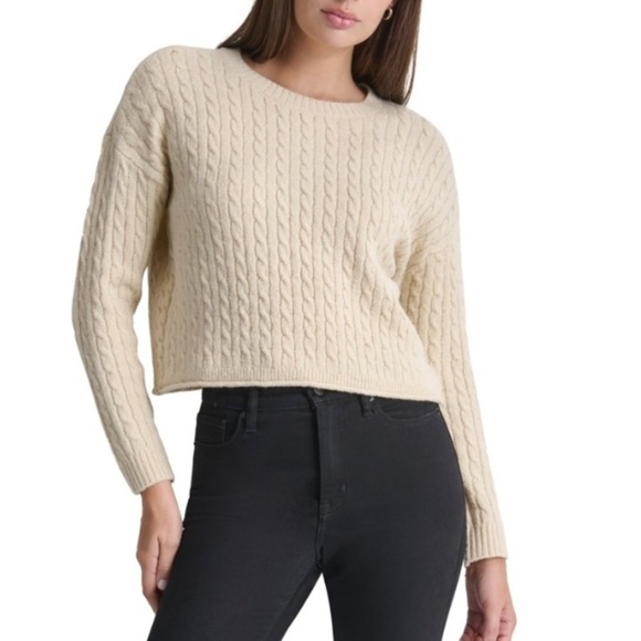 DKNY Beige Vanilla Bean Color Cable Knit Sweater - Picture 1 of 7